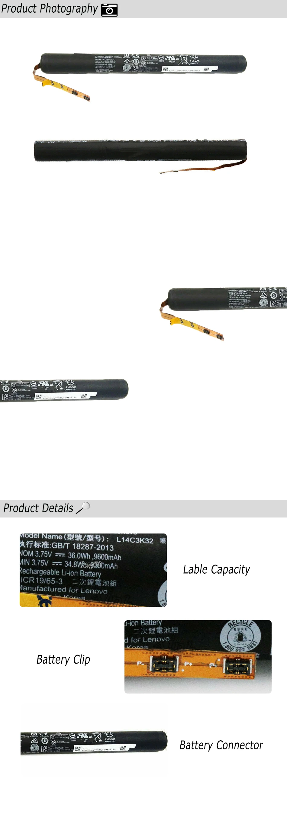 GONYTC L14C3K32 Батарея для lenovo YOGA Tablet 2 Pro-1380F 1380 YT2-1380 YT2-1380F Йога 11-TTH L14D3K32 3,75 V 9600 мА-ч