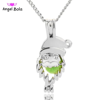 

Bright Silver color Hollowed Santa Claus Jewelry Making Supplies Pearl Beads Cage Pendant Essential Oil Diffuser Trendy Jewelry