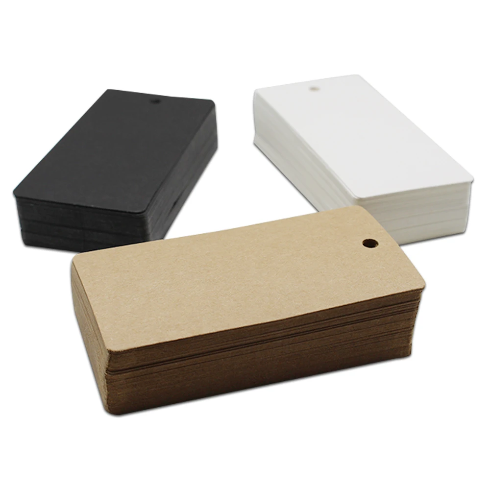 

DHL 5*10cm 1000Pcs/ Lot Kraft Paper Rectangle Shape Label Birthday Cake Candy Cardboard Blank Price Hang Tag Party Gift Cards