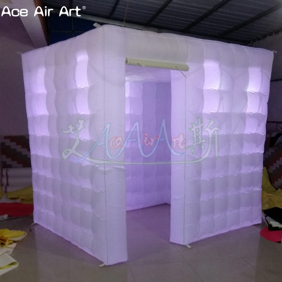  New size cube inflatable photo boothcabinet photo backdropsocial booth with foldable curtain and 1 