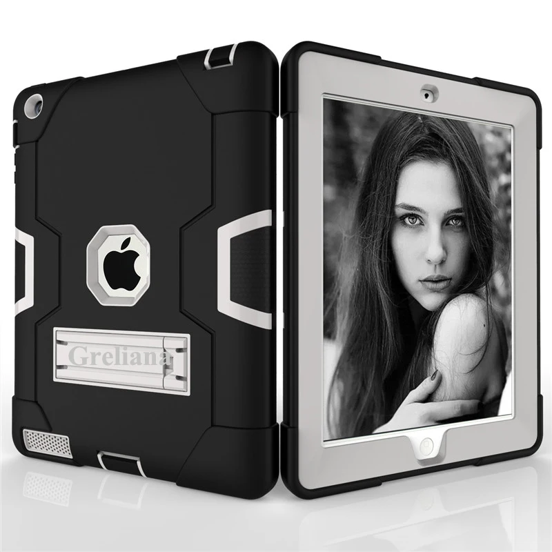 Чехол Funda для IPad 2, 3, 4 A1395 A1396 A1397 A1416 A1430 A1403 модели оболочки Безопасный детский Броня мягкий ударопрочный силиконовый+ жесткий чехол