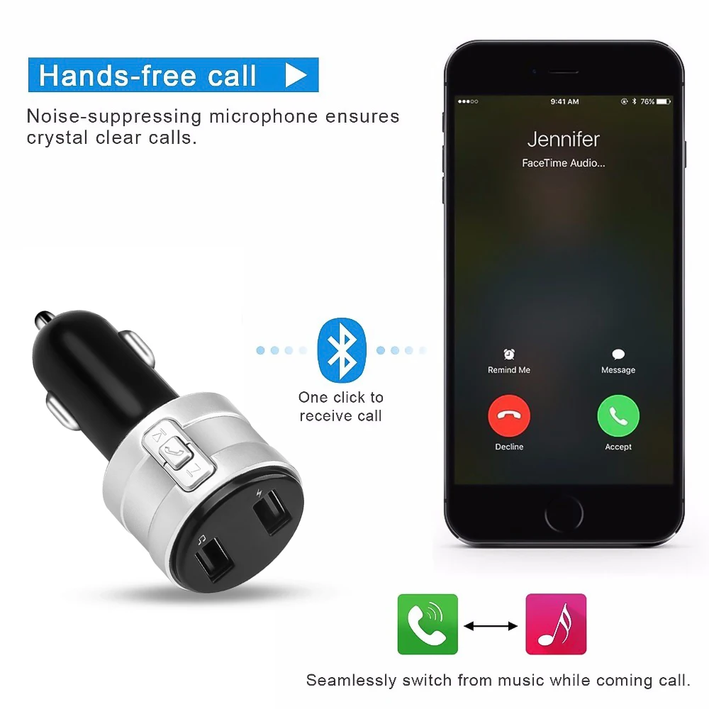Bluetooth 4,2 FM передатчик модулятор автомобильное зарядное устройство 3.1A двойной USB адаптер Handsfree Автомобильный mp3 плеер беспроводной аудио приемник