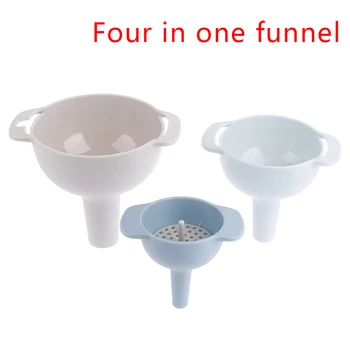 

4 IN 1 Multi-function Canning Funnel Set Wide Mouth Plastic Filter Oil Funnel Oil Pot Liquids Pour Oil Household Kitchen Access