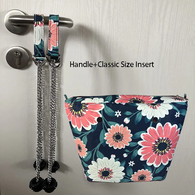 1 set manejar + Insertar de aluminio de plata con lona inserto impermeable bolsillo interior para Mini clásico Obag O bolso