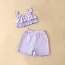 Traje de verano de Color puro para niña, conjunto de ropa para niño, traje para niña, trajes, conjuntos de ropa 2022