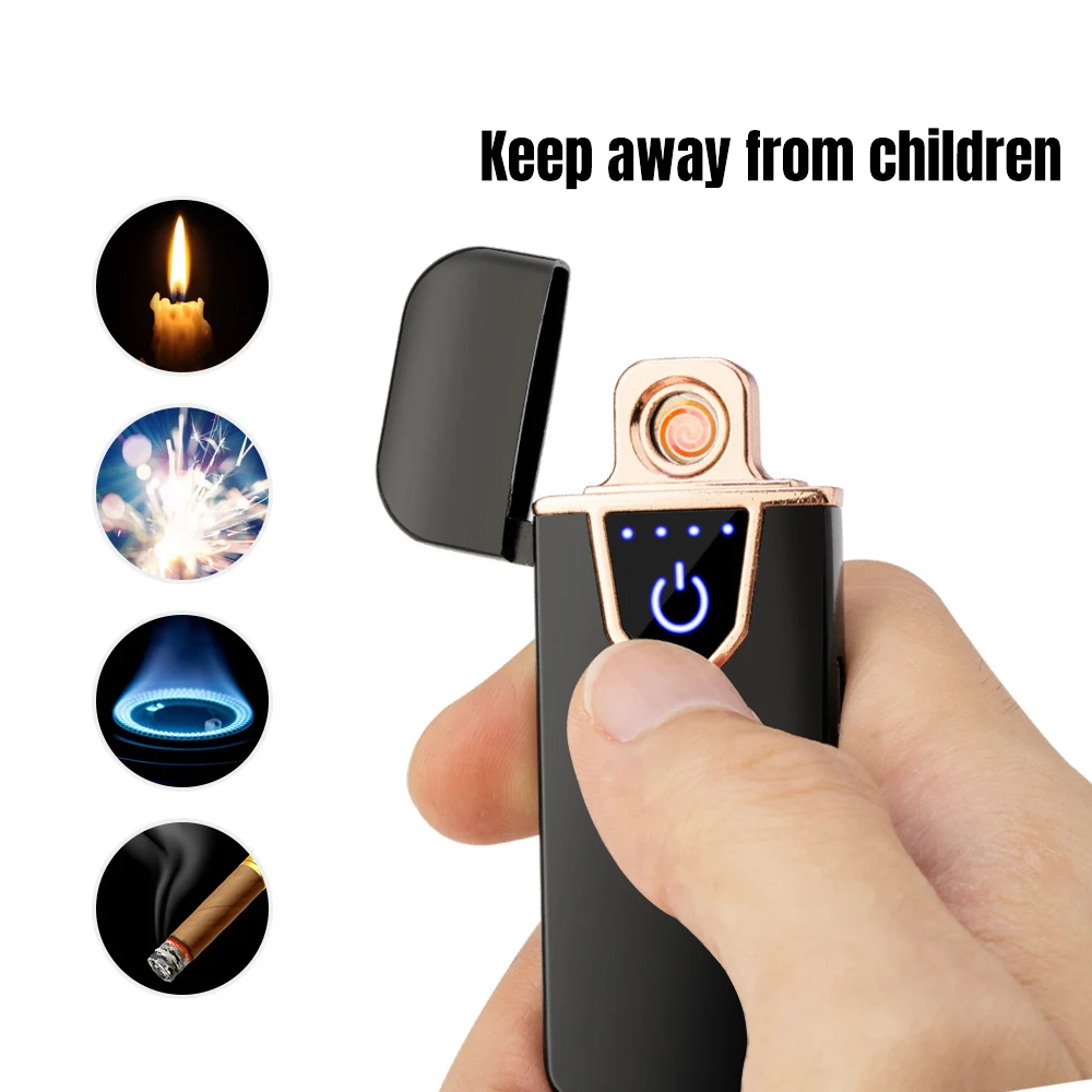 Сенсорная двухсторонняя USB перезаряжаемая зажигалка ветрозащитная беспламенная