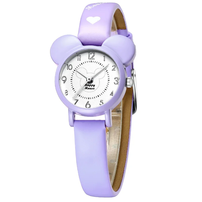 KDM Kinder Horloge Jongens детские часы для детей студенческие спортивные часы розовые наручные часы для девочек кожаный ремешок милые подарки 0010 - Цвет: purple