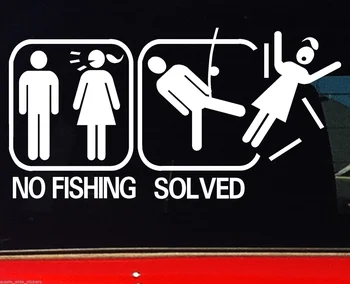 

200mm Funny Fishing Boat 4x4 window Stickers NO FISH PROBLEM Also suits Tackle Box Sticker Vinyl Decals window window decal