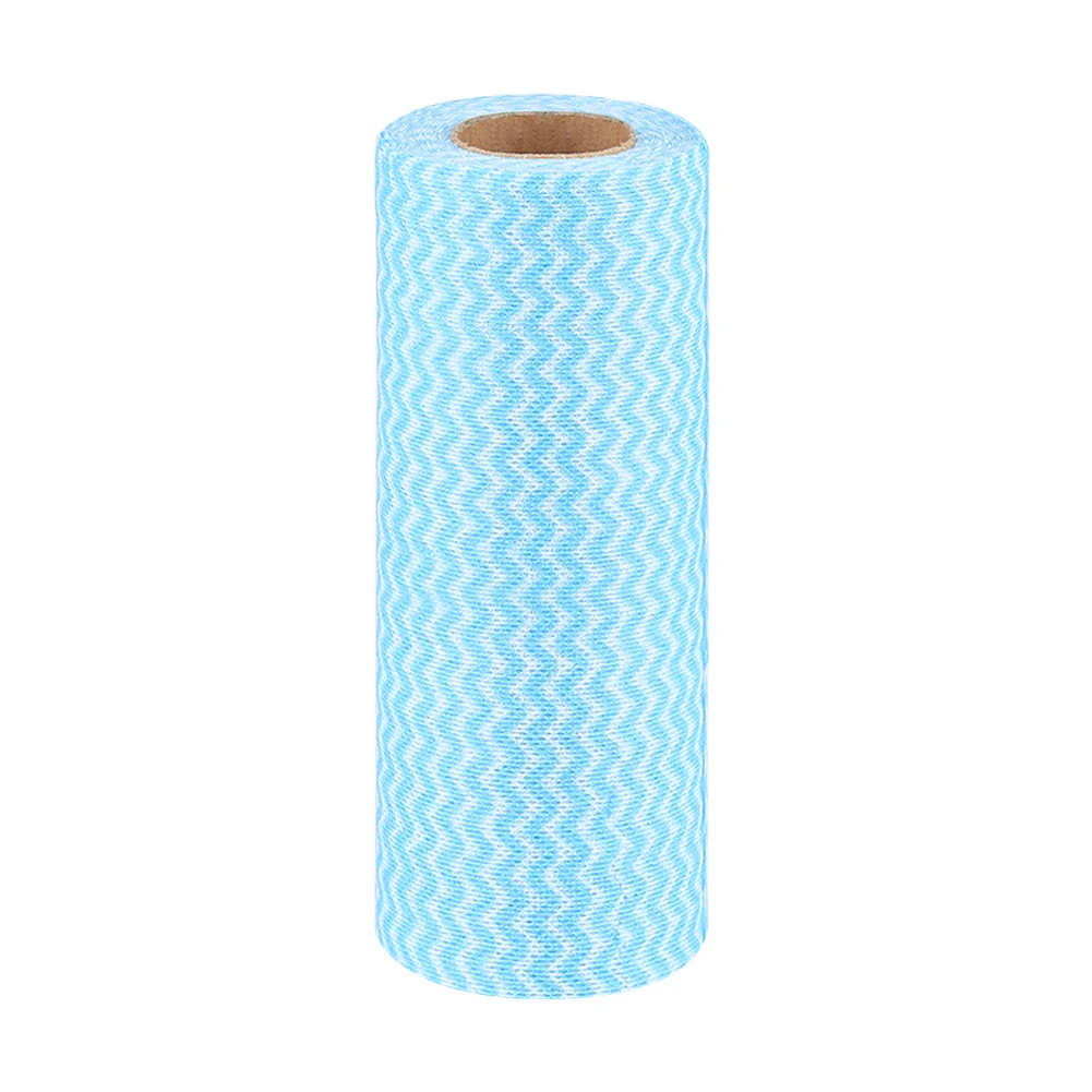 50pcs/roll Non-woven Fabric Kitchen Cleaning Cloth Multi-functional Disposable Dry/wet Non-stick Oil Wash Towel Dishcloth - Цвет: Синий