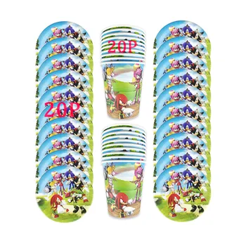 

40Pcs Sonic Theme Disposable Tableware Design Kids Birthday Party Paper Plate+Cup Supplies For Kids