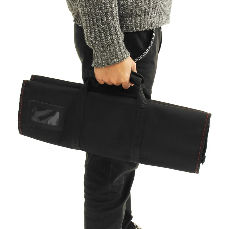 Сумка для ножей шеф повара рулонный мешок 12 карманов черный кухонный аксессуар