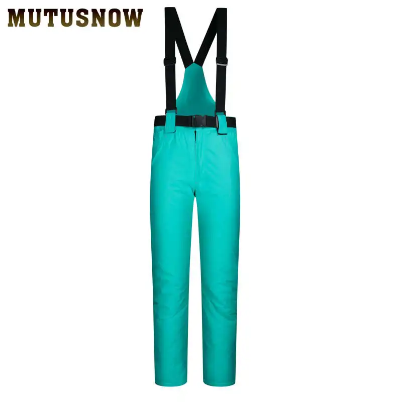 Fashion Colored Winter Thicken Suit Women Snow Jumpsuit Skiing jacket Pants Snowboard Overalls Outdoor Female Thicken Warm Men - Цвет: Light Green