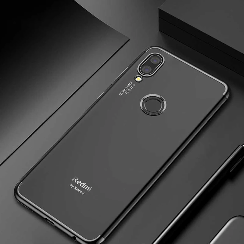 Чехол для телефона Xiaomi Redmi Note 8 Pro, защитный чехол класса люкс, силиконовая прозрачная задняя крышка для Xiaomi Redmi Note 8 Note8 Note 7 Pro, чехол - Цвет: Черный