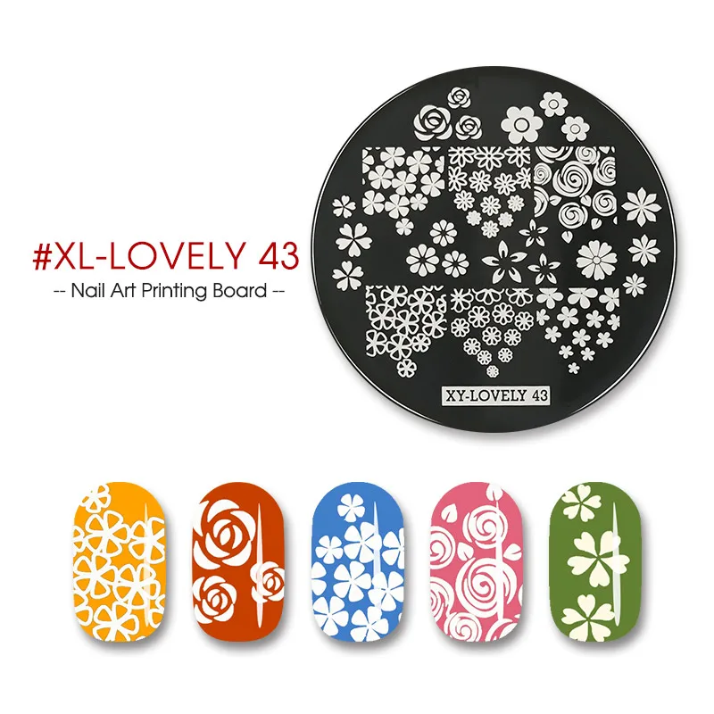 XL-LOVELY-43 Vrenmol штамп шаблон 16 видов стилей цветок розовые листья трафареты для ногтей на выбор маникюрные инструменты - Цвет: XL-LOVELY-43