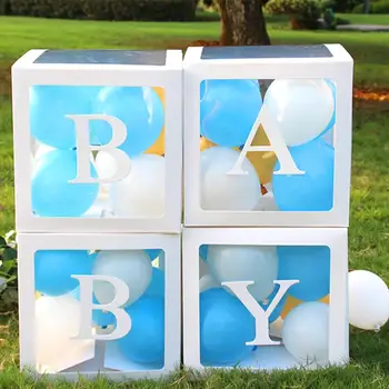 

HUIRAN Transparent Name Age Box Girl Boy Baby Shower Decorations Baby 2 1st 1 One Birthday Party Decor Gift Babyshower Supplies