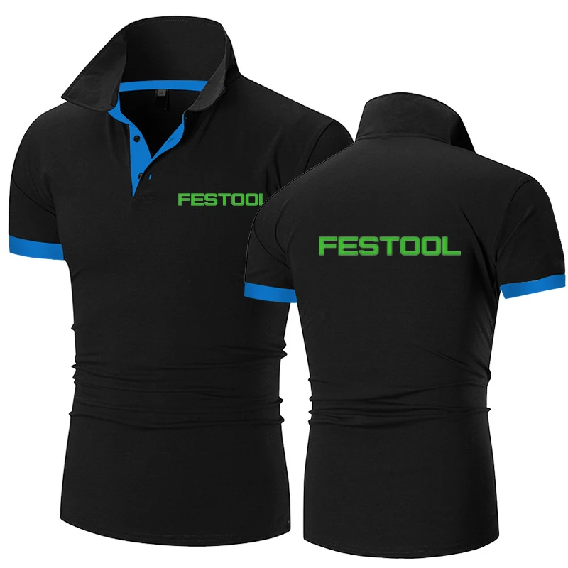 Mens Breathable Solid Color Polo Shirt Summer Tee