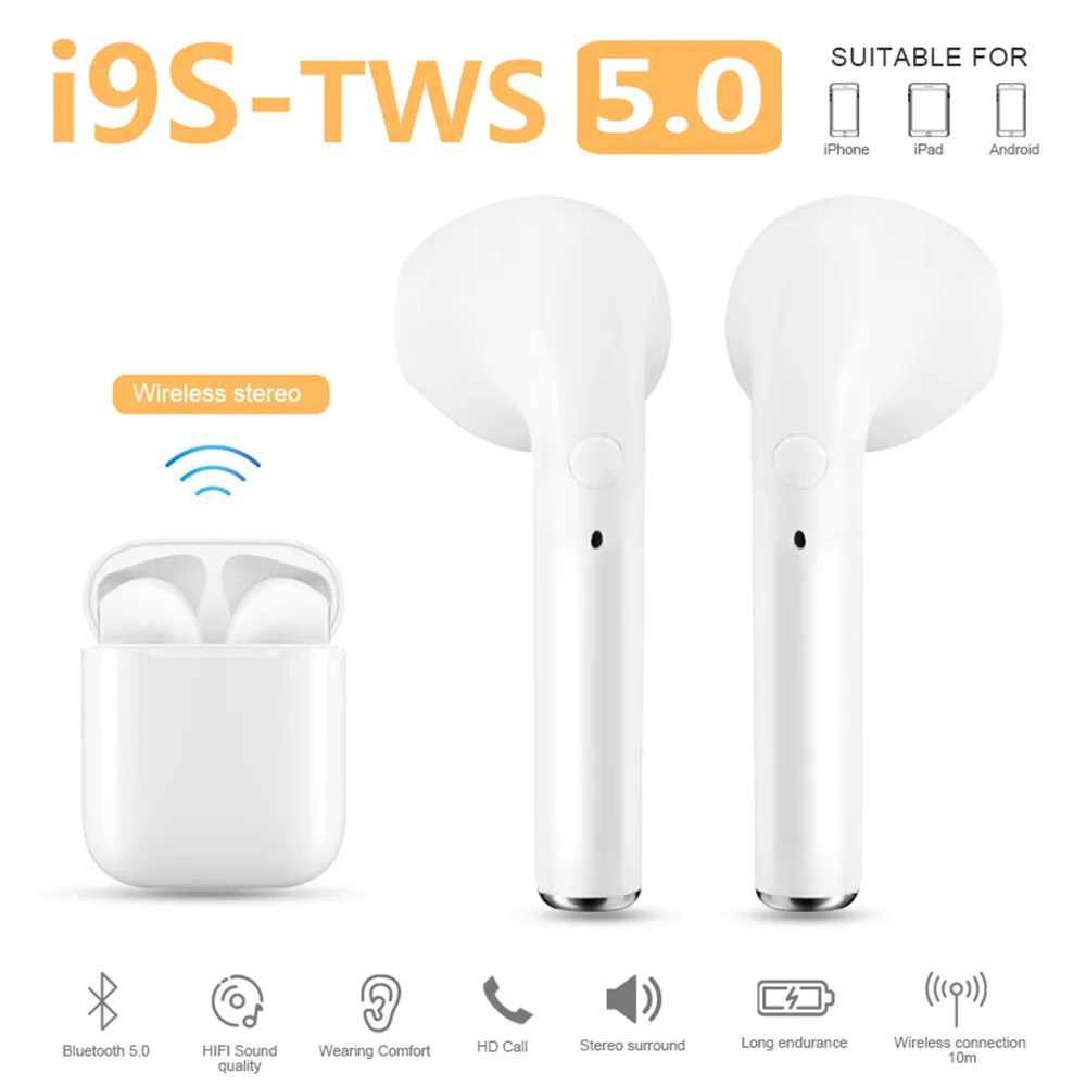 I9s white I10 TWS Bluetooth беспроводные наушники стерео объемное шумоподавление 2 шт. затычка для ушей Автоматическое Сопряжение подходит для Apple samsung - Цвет: I9s white