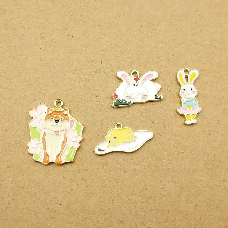 

10pcs cartoon animal charms enamel charm for jewelry making and crafting charm fashion earring pendant beacelet necklace charms