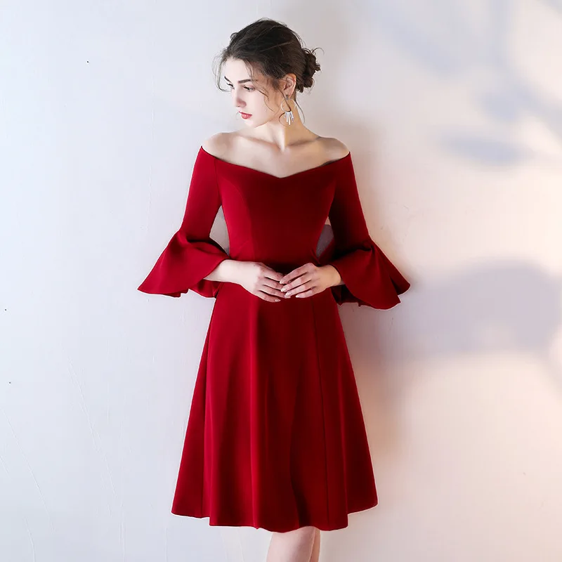 

Dress for Toast Bride 2019 Summer New Style Party Birthday Party Small Evening Short off-Shoulder Dress Women's
