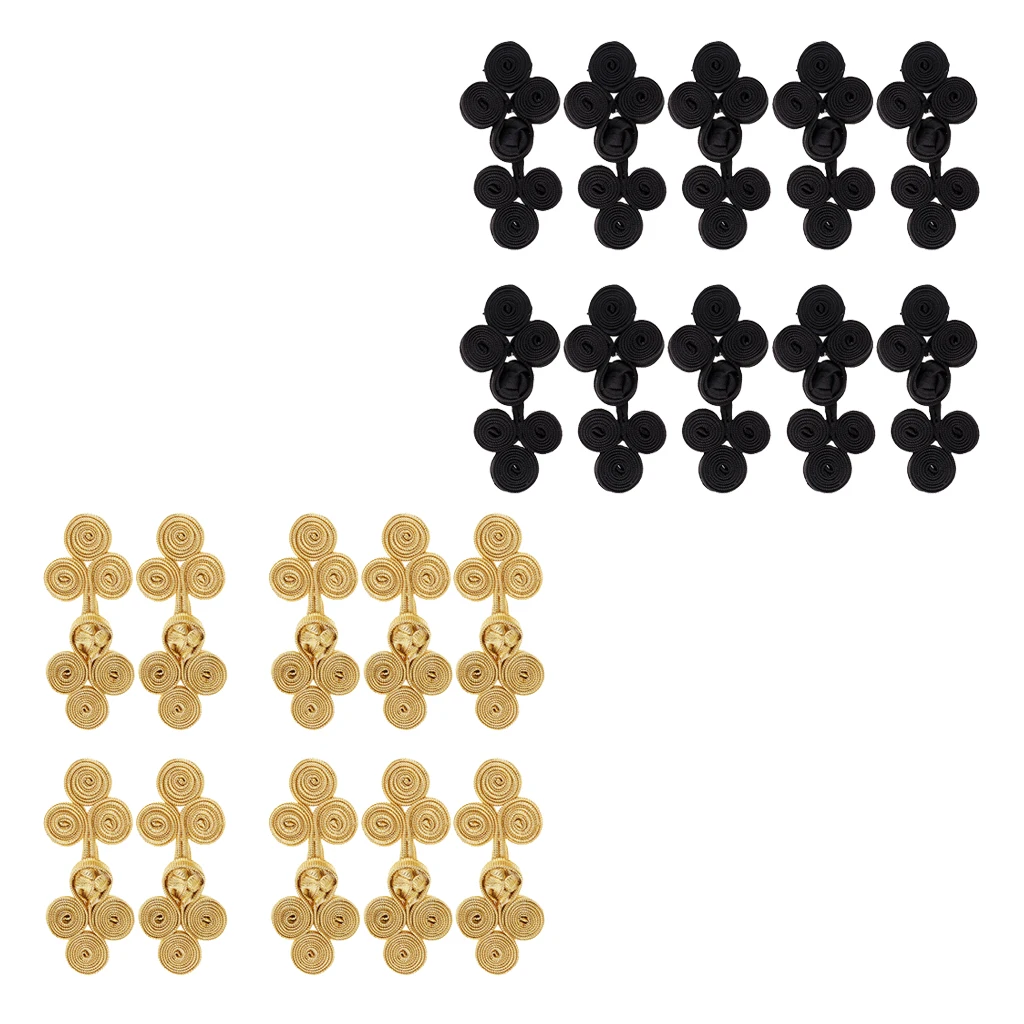 20 Sets Traditional Chinese Knot Buttons Closure Handmade Fabric Fasteners for DIY Sewing