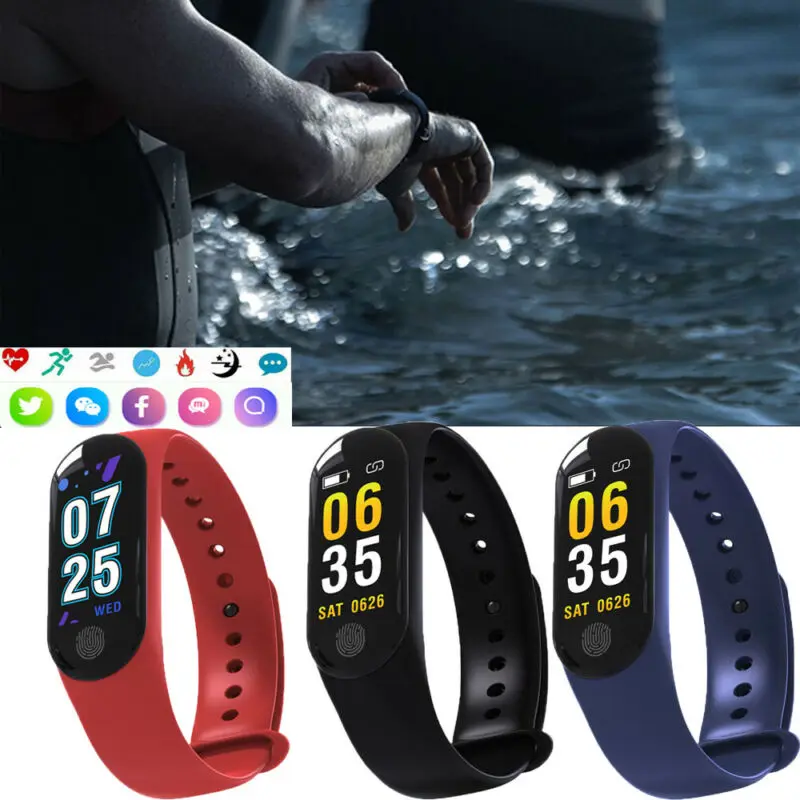M3 Plus Смарт-часы Браслет фитнес-трекер кровяное давление сердечный ритм SmartWatch 3F03