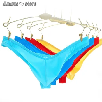 

Men Lingerie Underwear Bulge T-back Mens Solid Thongs G Strings Pounch Breathable Sexy Underwear Low-rise Thong Underpants