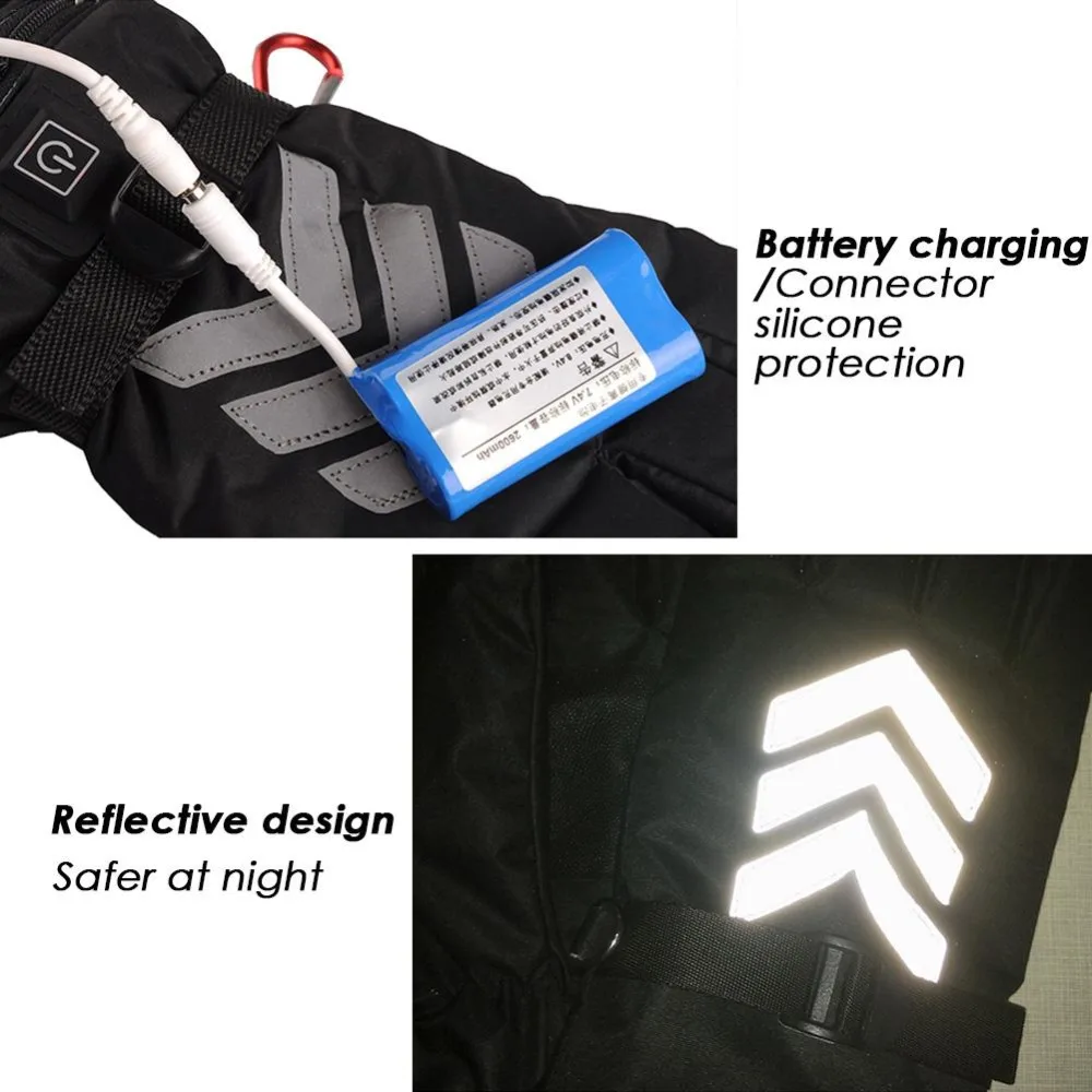 Термостатический Электрический нагреватель Светоотражающие рабочие перчатки зарядка через USB мотоцикл электромобиль нагревательные перчатки литиевая батарея питание ou
