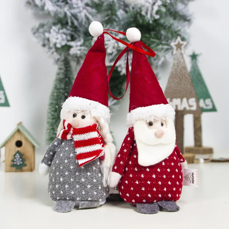 

2019 Christmas Santa Claus Snowman Reindeer Angel Doll Pendant with Hanging String Xmas Tree Hanging Ornament Holiday Decoration