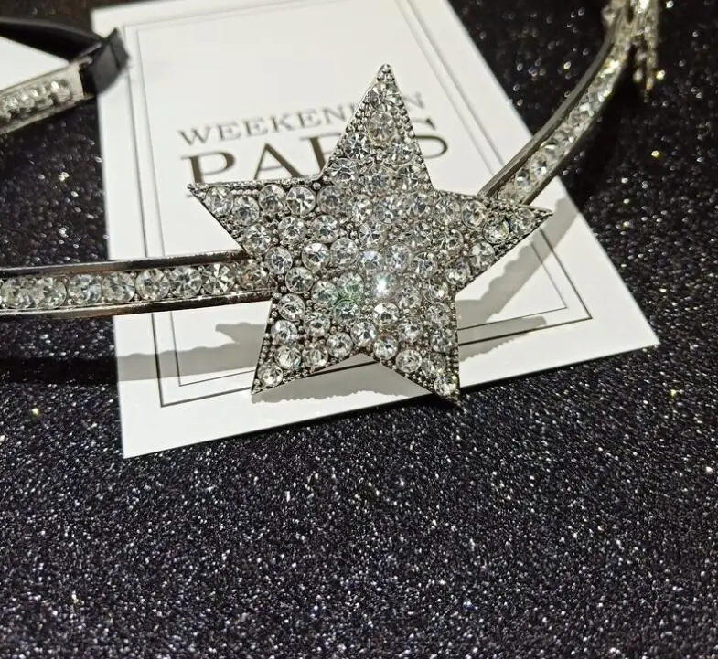 Fashion show leather rope women waist chain Flash drill five-pointed star ladies dress belt accessories