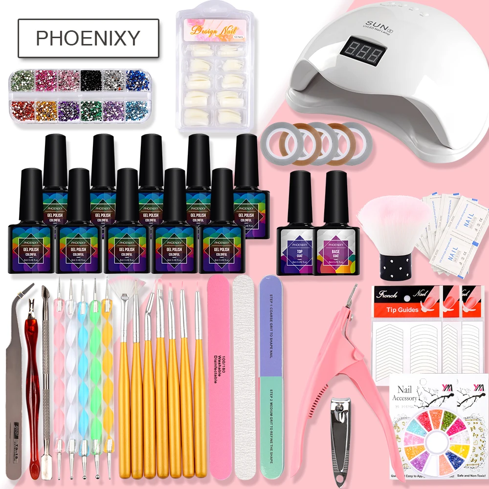 Набор гель-лака маникюрный набор 80 Вт гель-лампа для ногтей набор маникюрных инструментов Инструменты для лака для ногтей Набор для маникюра полигель набор для ногтей