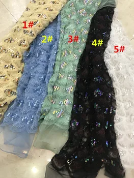 

embroiderd lace fabric yaking-36.6817 with sequins beautiful Nigerian sequins lace fabric for party dress
