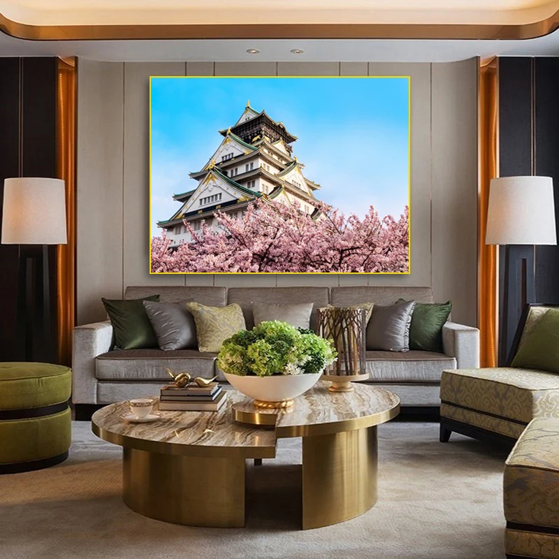 

Laeacco Japanese Canvas Painting Calligraphy Modern Cherry Blossoms Home Decor Poster Wall Picture For Living Room Decoration