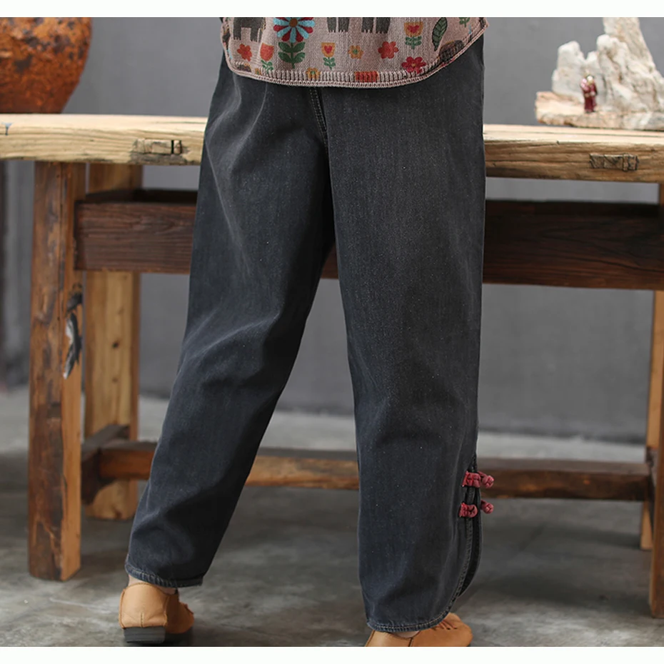 Women Jeans Denim Pants Big Loose Straight Split Retro Vintage Fashion Casual for Autumn AZ51181720