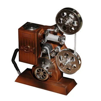 

Antique Retro Movie Film Projector Music Box Wood Metal Musical Boxes Birthday Gift Toy for Kids Vintage Wedding Home Decoration