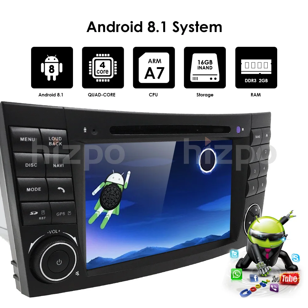 Sale 2 din Android 8.1Car Radio CAR DVD Player For Mercedes W211 W219 W463 CLS350 CLS500 CLS55 E200 E220 E240 E270 E280 AudioStereo 5