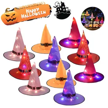 

5pcs Buckle witch Hat Sombrero Luminoso Bruja Para Adultos Disfraz Halloween Accesorios Fiesta Cosplay Decoracion with Led Light