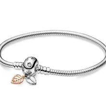 Подлинный 925 пробы серебряный браслет Moments Leaves& Snake браслет цепочка подходит для женщин шарик шарм Diy ювелирные изделия
