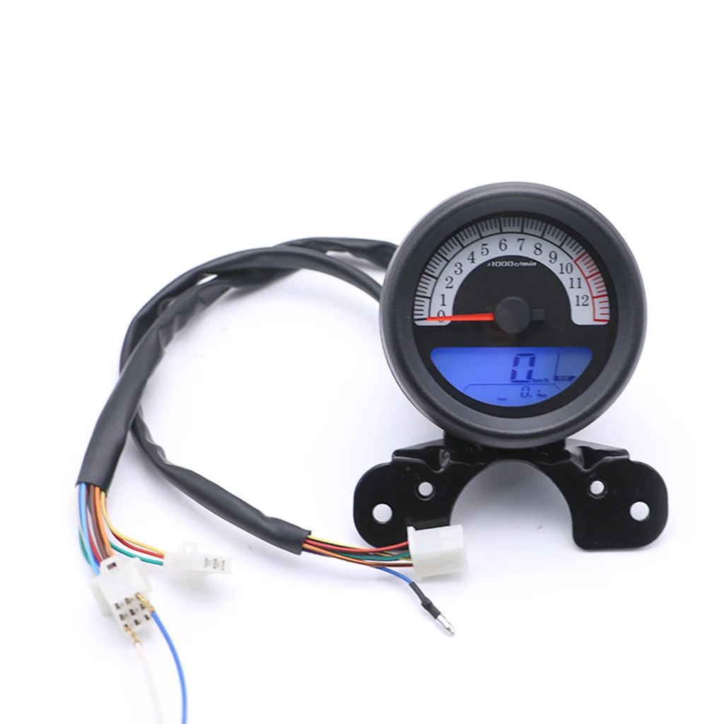 New LCD Digital Speedometer Tachometer Odometer for Motorcycle Scooter ATV - Black