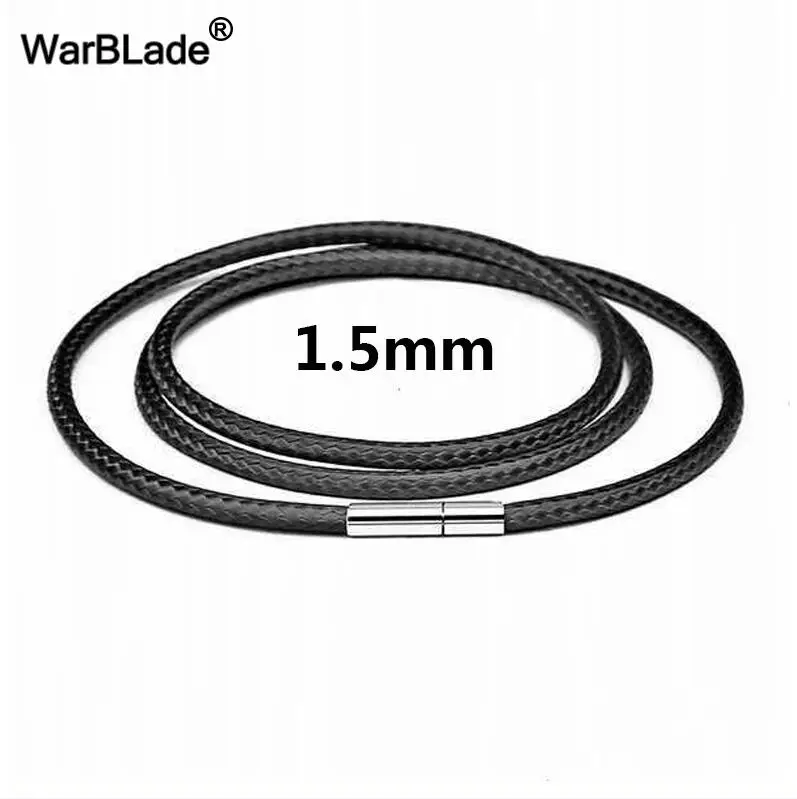 Black 1.5mm Ожерелье Шнур Кожаный Шнур Воск Веревка кружева цепь с вращающейся пряжкой для DIY ожерелье 1 мм 1,5 мм 2 мм 3 мм Поиск ювелирных изделий из браслетов - Цвет: Black 1.5mm