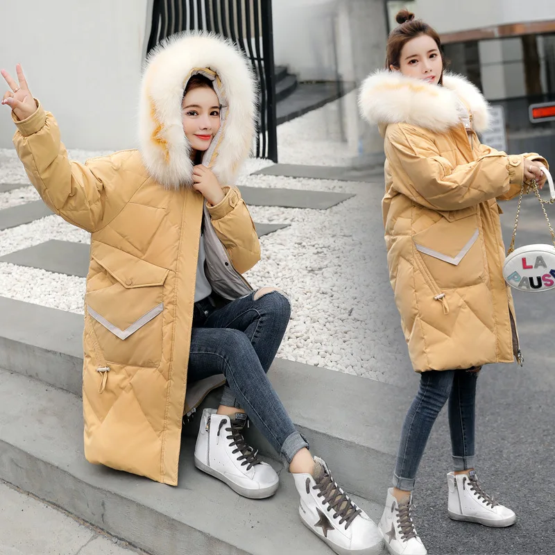 

2019 Winter New Style Thick Cotton-padded Clothes Women's Thick Cotton-padded Jacket Harajuku Wind BF Large Fur Collar Loose-Fit