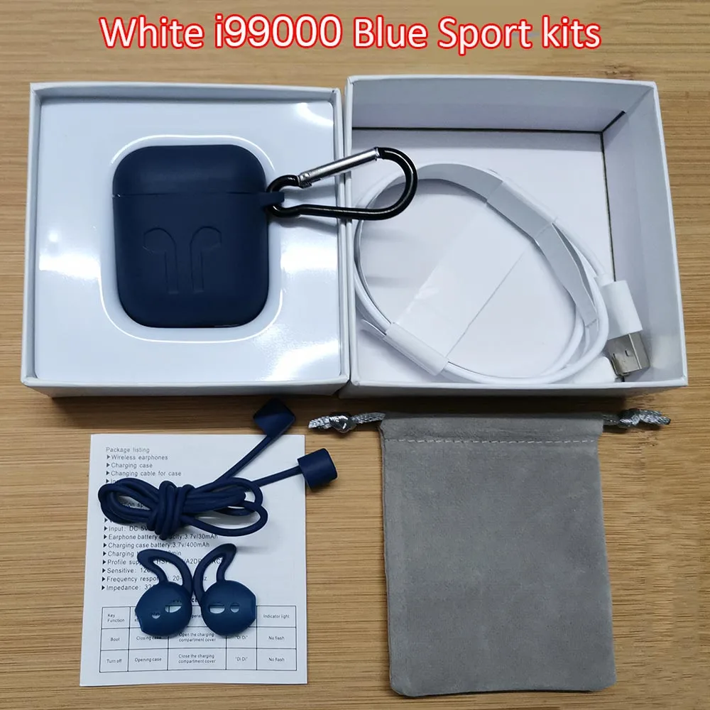 Blue case kits I99000 Tws Air 2 беспроводной Bluetooth наушники раздвижные регулятор громкости 8D Super Bass 1536D PK i12 i9000x i90000 Pro MAX TWS - Цвет: Blue case kits