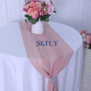 

RU013V hot sale wedding many colors dusty pink grey champagne royal blue purple burgundy lilac chiffon table runner