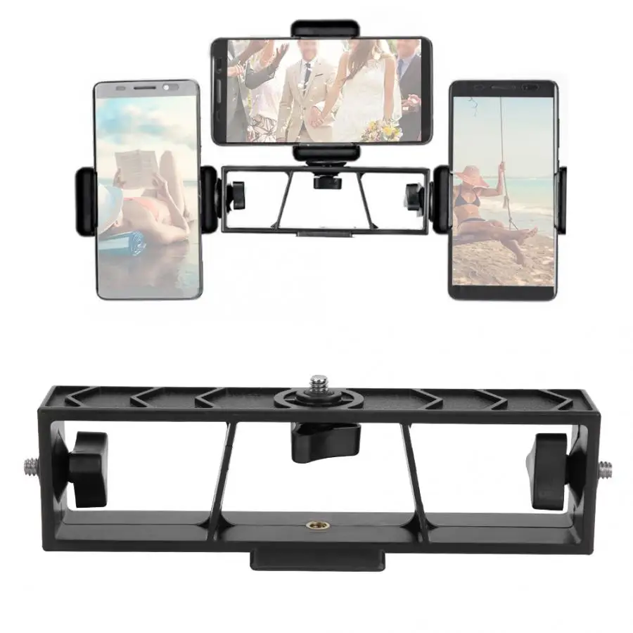 

Triple Multi-function Extension Bracket Smartphone Camera Stand for Tripod LED Light Microphone for Phone Live Broadcast
