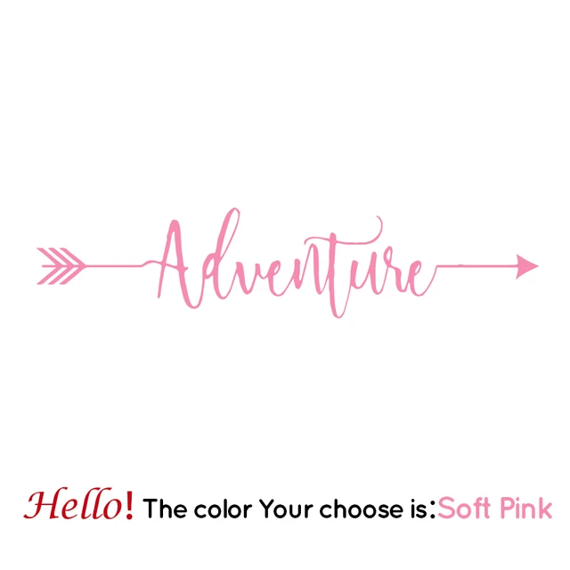 Fashion 126X28cm Adventure Frase Carbon Sticker Car Both Body Arrow Quote Stickers Decal Car Wrap Vinyl Film Car Accessories Soft Pink