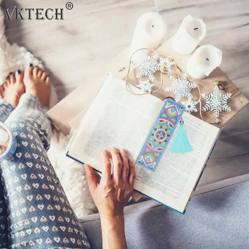 Алмазная вышивка 5D DIY кожа Закладка с кисточкой книжные марки алмазная Вышивка