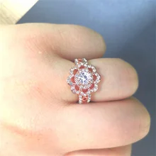  2021 Fashion Modern Women's Ring Luxury Flower Princess Engagement Ring for Women Wedding Female Rings Jewelry Hand Accessories 