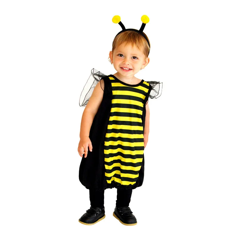 New Year Kid Baby Yellow Bee Jumpsuit Halloween Cosplay Costumes Cute Insect Honeybee Animal Costume Birthday Party Clothes