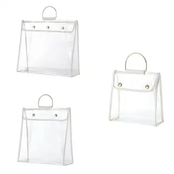 

New Fashion Clear Dust-Proof Bag Case Organizer Woman Transparent Handbag Protector Holder PVC Dust-proof Bag With Magnetic Snap