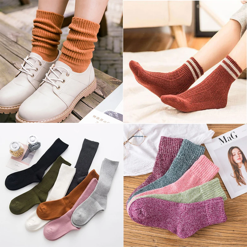 

1/2pair Winter Fashion Striped Long Socks for Women Autumn Winter Comfortable Warm Cotton Socks Ladies Girls Casual Socks Meias