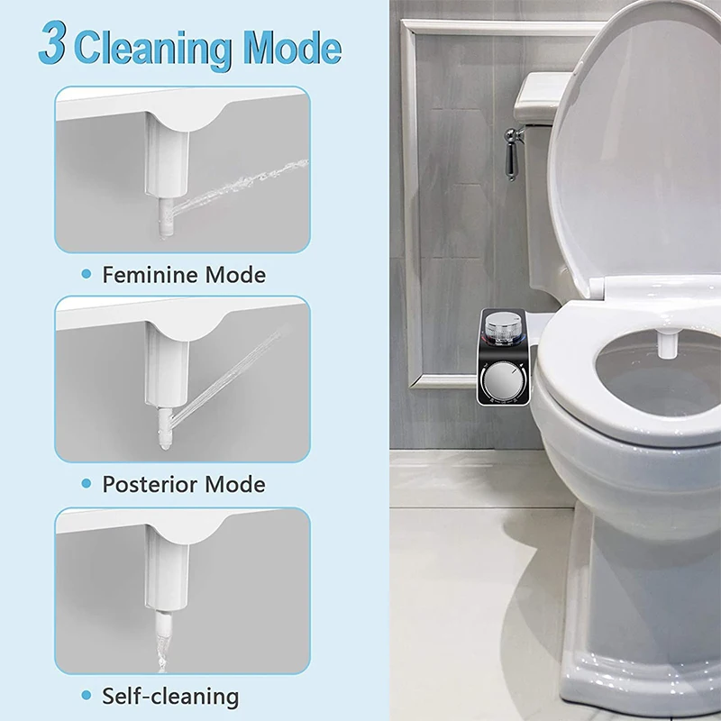 Bidet Toilet Seat Attachment Non-Electric Self-Cleaning Dual Nozzles Wash Hot Cold Mixer Water Lady Bathroom Accessories Sprayer 5